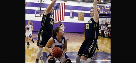 Sabers’ seven threes pace in win over Purple Tornado